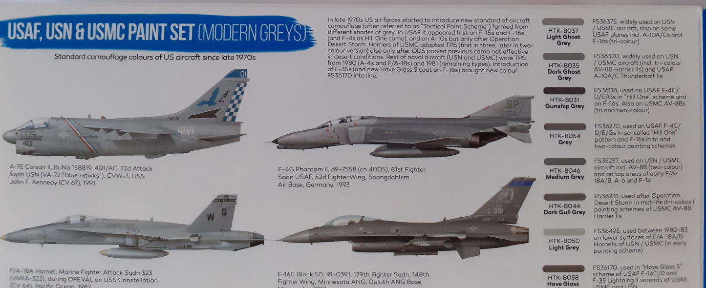 Hataka (blue line) USAF, USN & USMC Paint Set (Modern Greys)