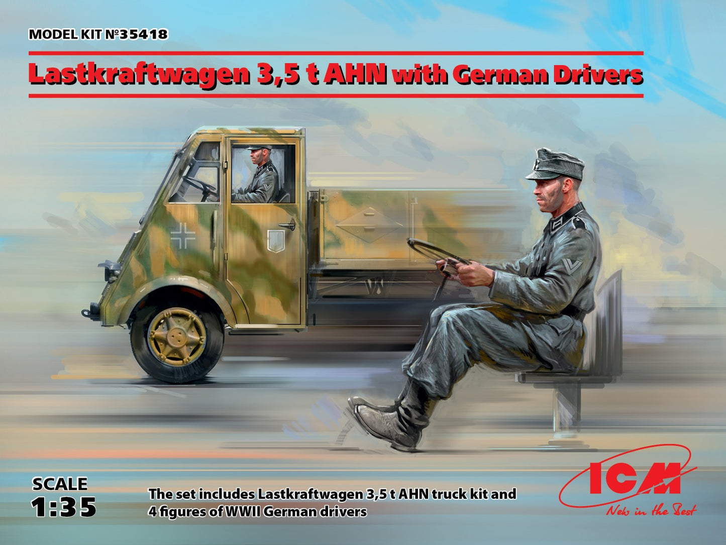 ICM 1:35 Lastkraftwagen 3.5t AHN with German Drivers