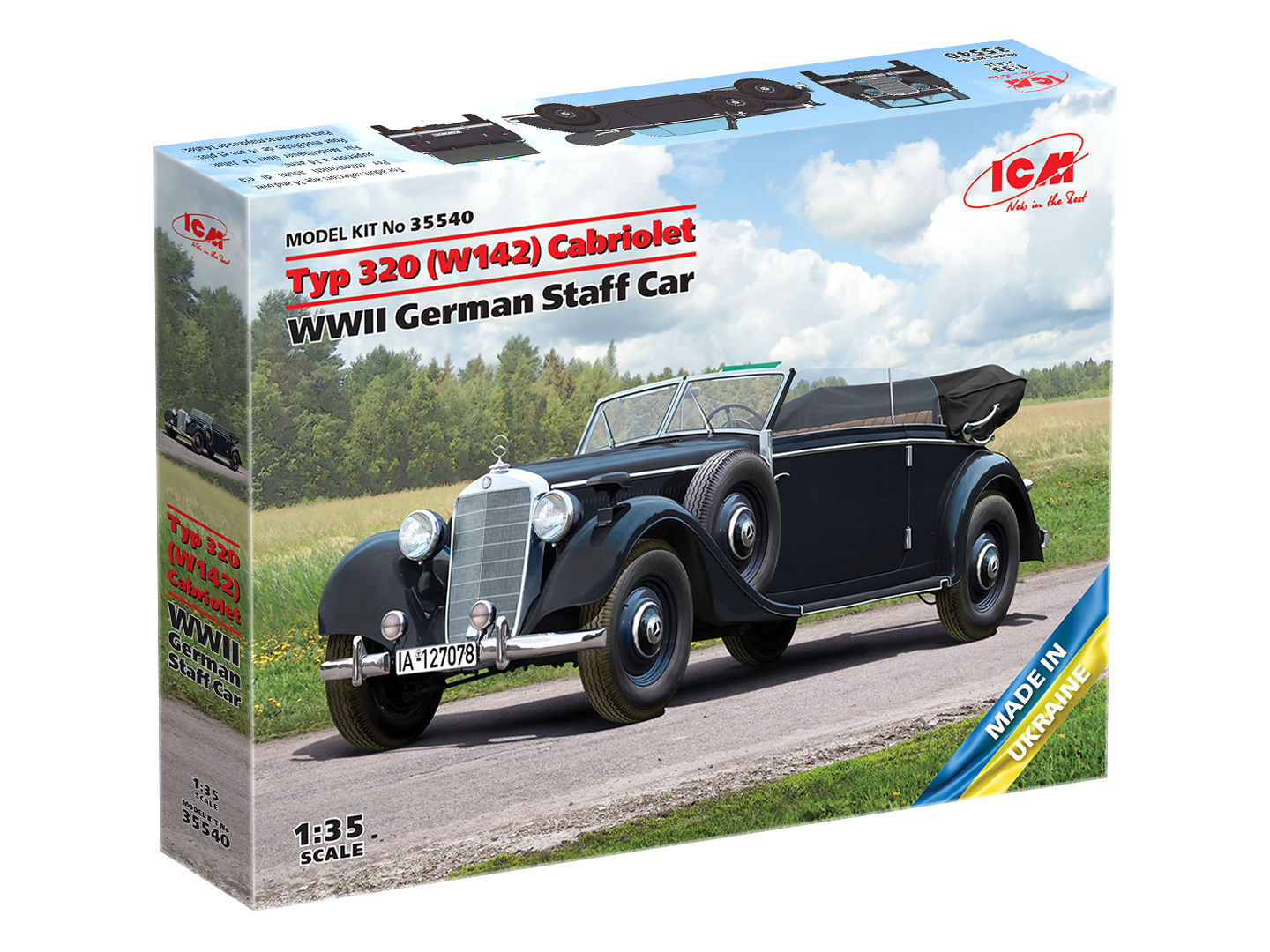 ICM 1:35 Typ 320 (W142) Cabriolet WWII German Staff Car