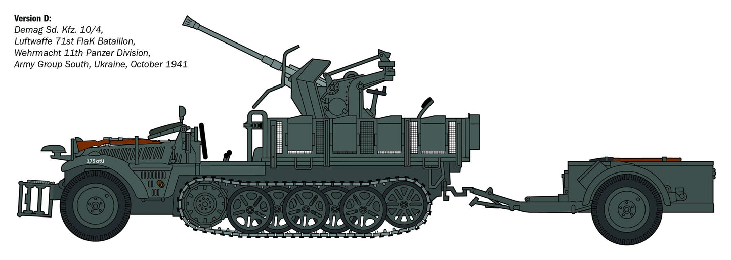 Italeri 1:35 Sd. Kfz. 10/4 with Flak 30 and Crew