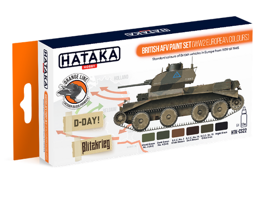 Hataka (orange line) British AFV Paint Set (WW2 European Colours)
