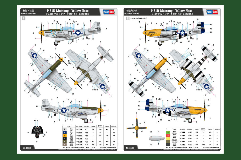 HobbyBoss 1:48 P-51D Mustang - Yellow Nose Model Kit