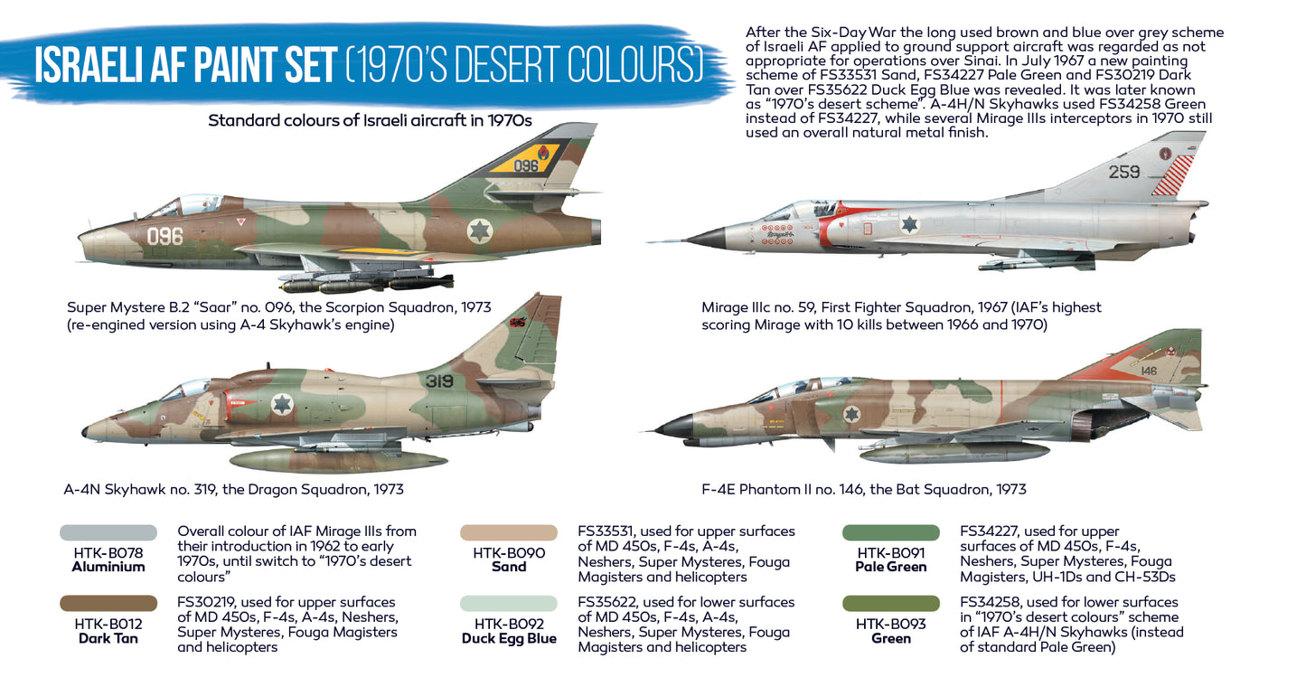 Hataka (blue line) Israeli AF paint set (1970s Desert colours)