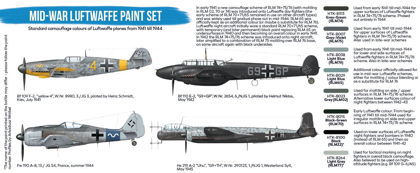Hataka (blue line) Mid-War Luftwaffe Paint Set