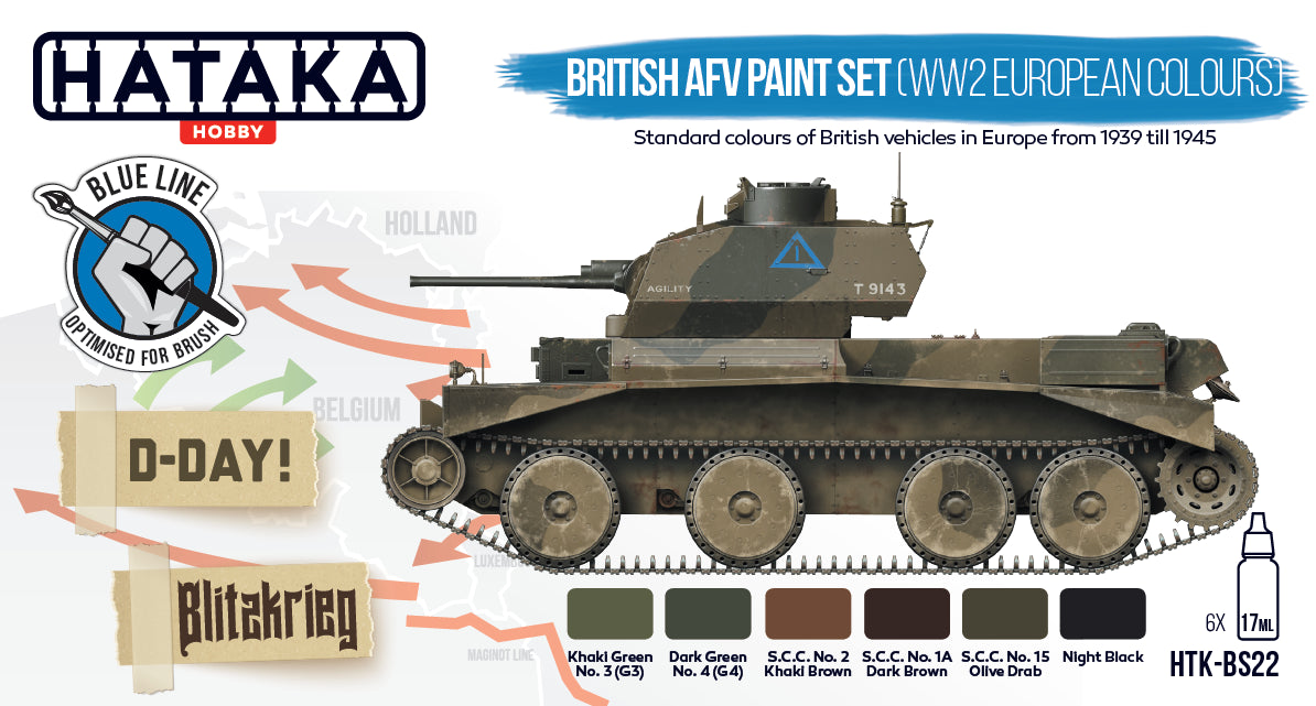 Hataka (blue line) British AFV Paint Set (WW2 European Colours)