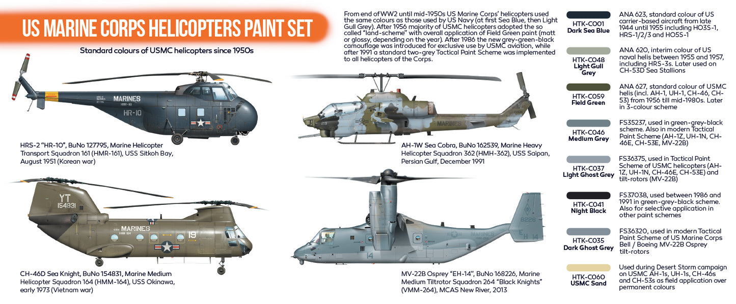 Hataka (orange line) US Marine Corps Helicopters Paint Set