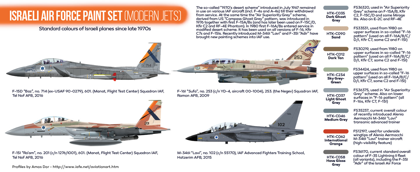 Hataka (orange line) Israeli Air Force Paint Set (modern jets)