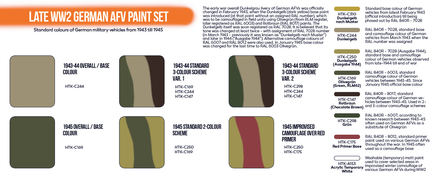 Hataka (orange line) Late WW2 German AFV paint set
