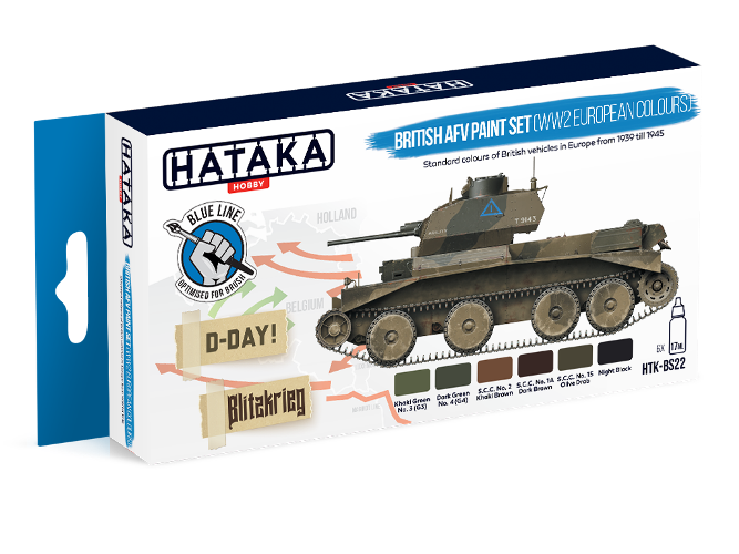 Hataka (blue line) British AFV Paint Set (WW2 European Colours)