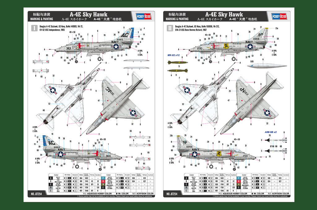 Hobbyboss 1:72 A-4E Skyhawk Model Kit (2019)