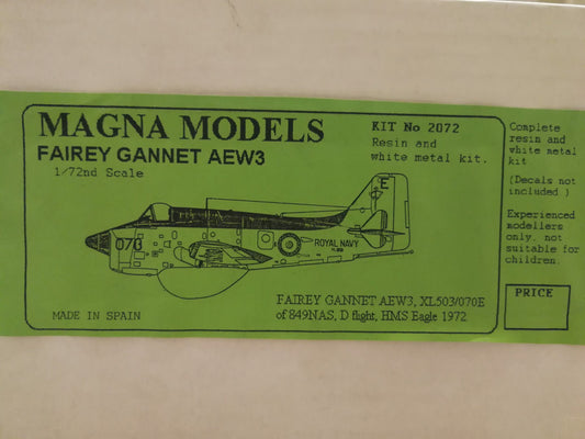 Magna Models 1:72 Fairey Gannet AEW3 (Resin and white metal kit)