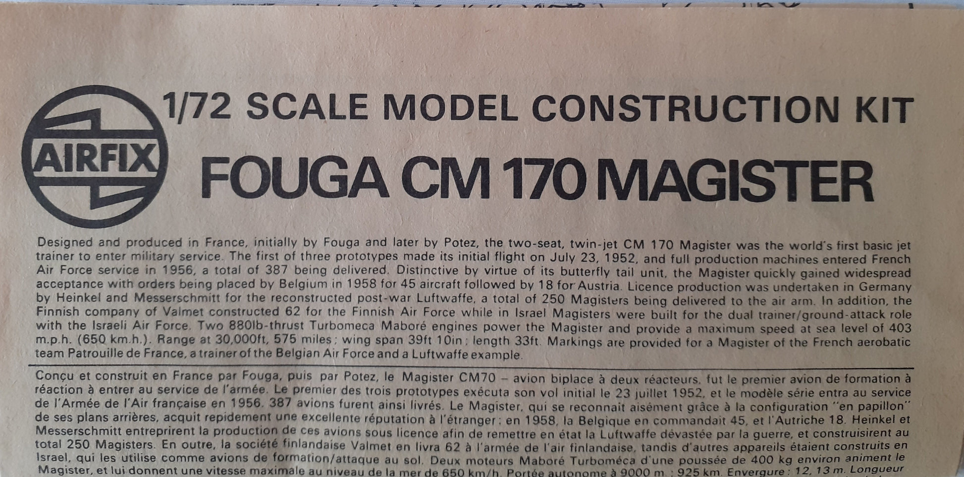 Airfix 1:72 Fouga Magister (1975)
