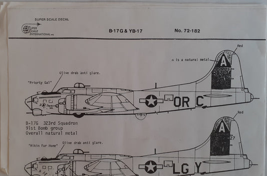 SuperScale Decals B-17E/F Flying Fortresses