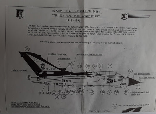 Almark Decal Sheet 17(F) Sqn. RAFG 75th Anniversary 1915-1990