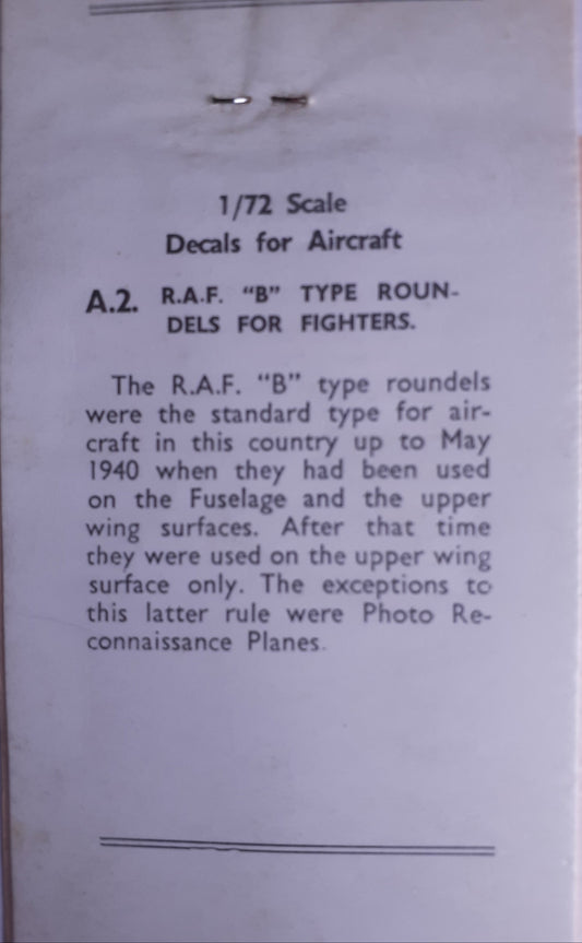 Almark Decals A" RAF B Type Roundels for Fighters.