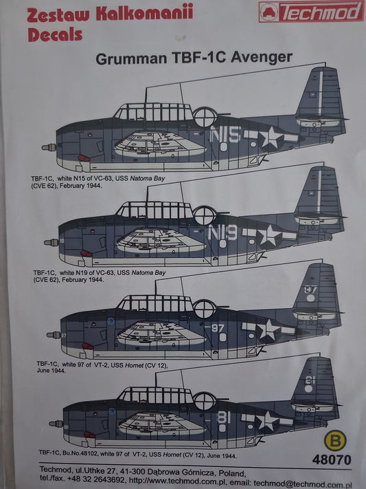 Techmod Decals 1:48 Grumman TBF-1C Avenger