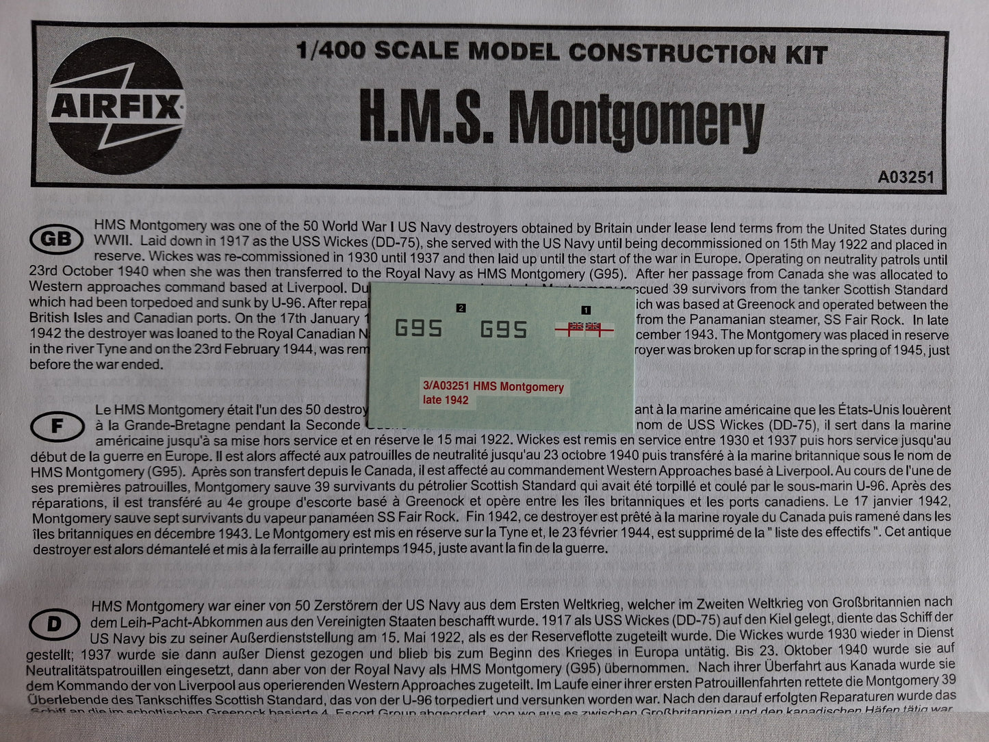 Airfix 1:400 HMS Montgomery (2008)