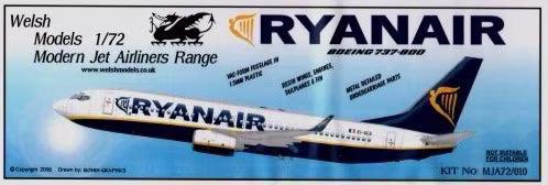 Welsh Models 1:72 Ryanair Boeing 737-800 (vacform)