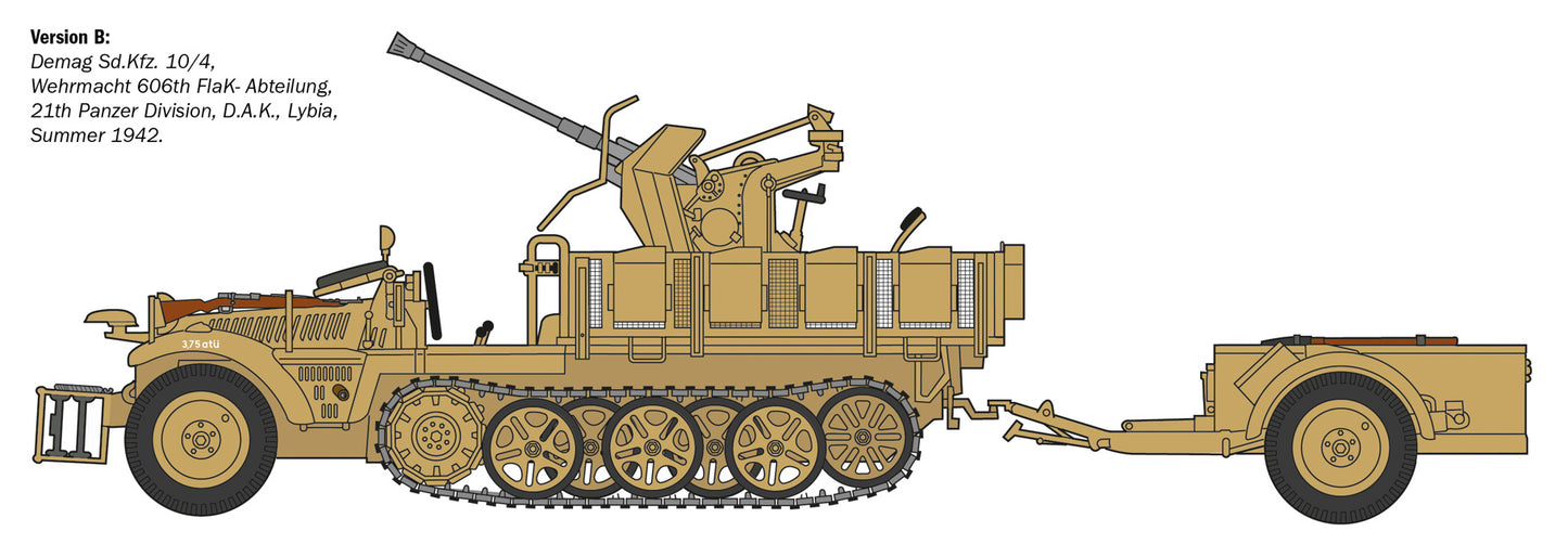 Italeri 1:35 Sd. Kfz. 10/4 with Flak 30 and Crew