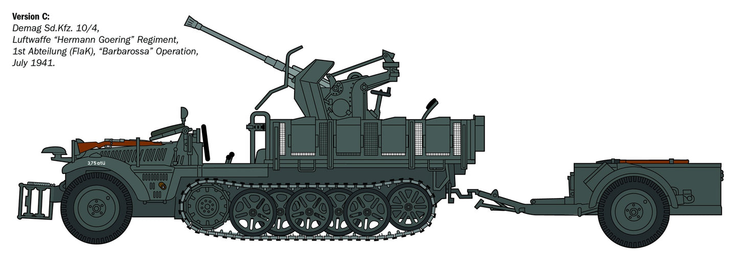 Italeri 1:35 Sd. Kfz. 10/4 with Flak 30 and Crew