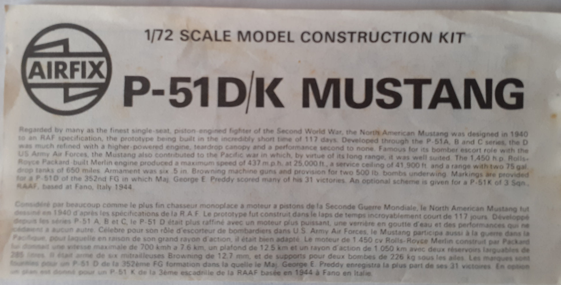 Airfix 1:72 North American Mustang P-51D/K