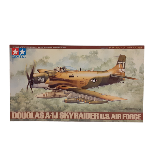 Tamiya 1:48 Douglas A-1J Skyraider US Air Force Model Kit - Authentic Aircraft Replica Available at Pathfinder Models. Elevate Your Collection with Detailed Scale Model. Buy Now for Unmatched Realism and Quality