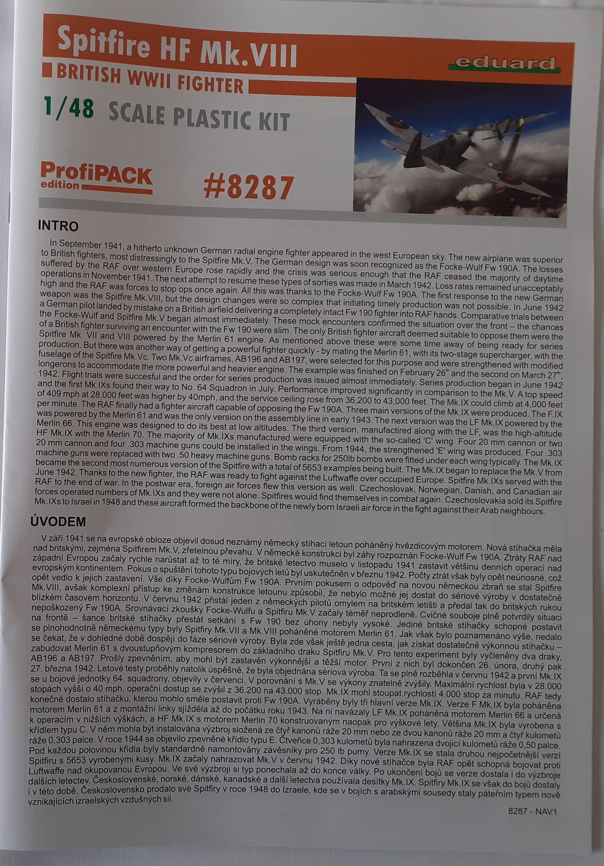 Eduard 1:48 Spitfire HF Mk VIII ProfiPack Edition instructions