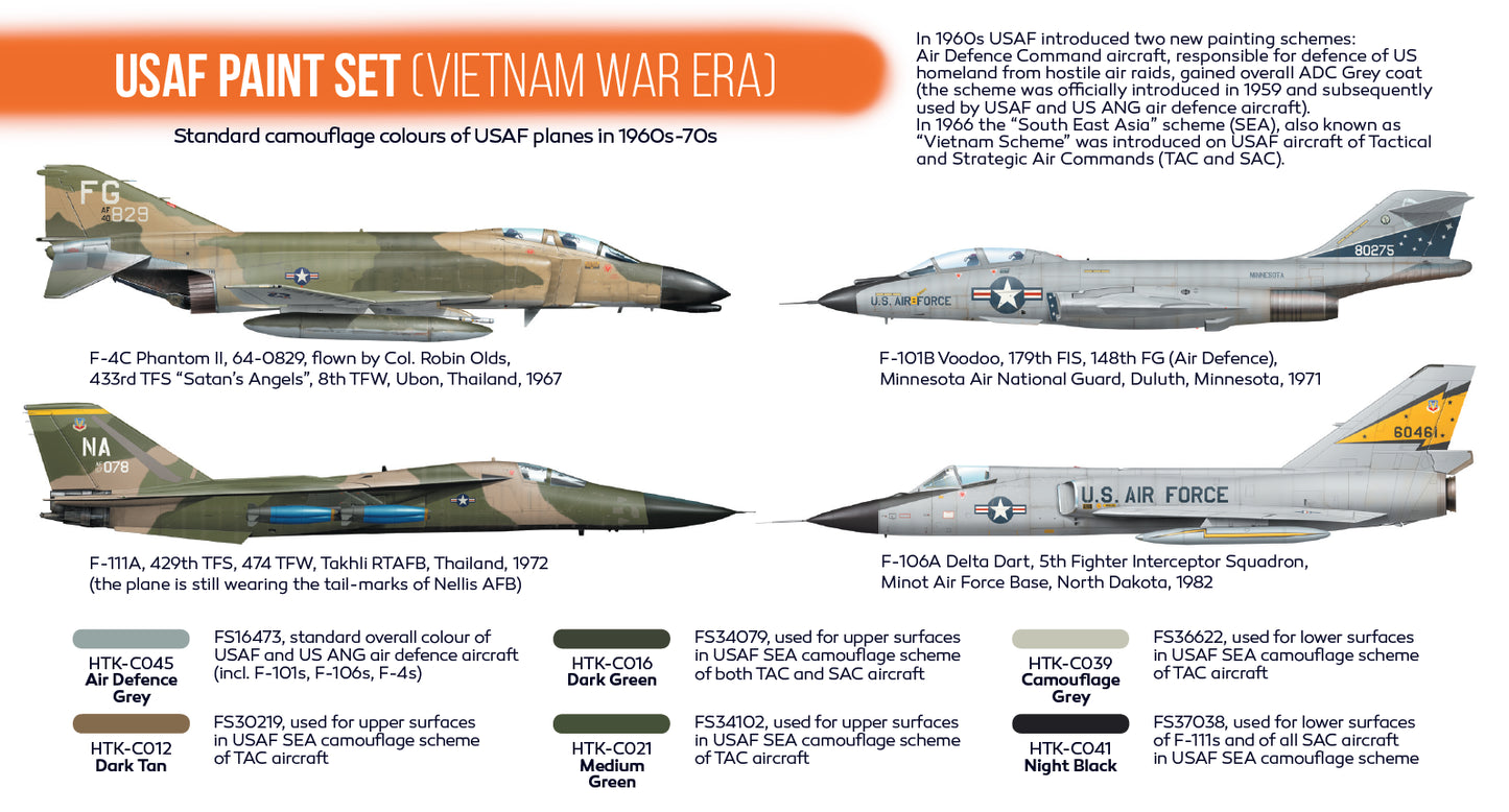Hataka (orange line) USAF Paint Set (Vietnam War Era)
