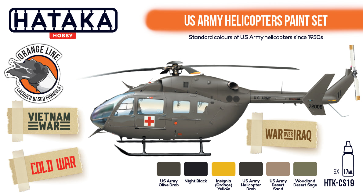 Hataka (orange line) US Army Helicopters Paint Set