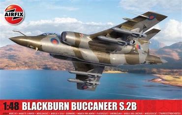 Model of a Blackburn Buccaneer S.2B aircraft with a scenic background