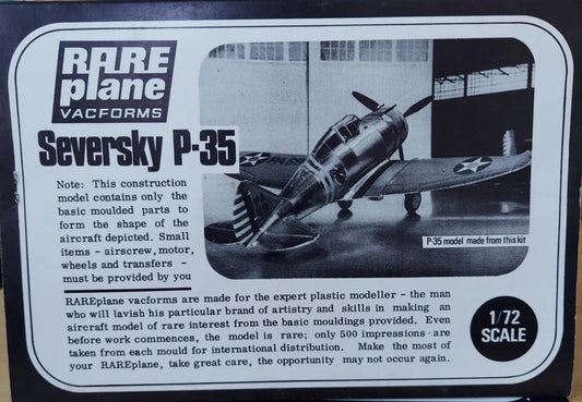 Rare Plane Vacforms 1:72 Seversky P-35 (1970s)