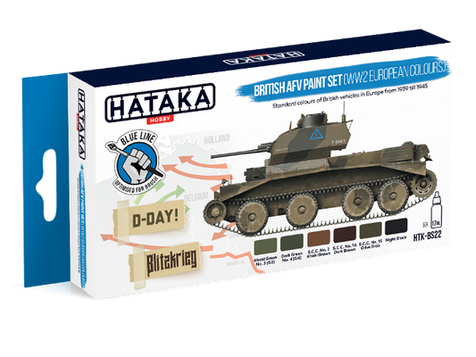 Hataka (blue line) British AFV Paint Set (WW2 European Colours)