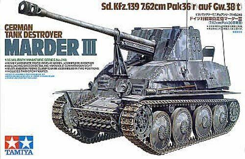 Tamiya 1:35 German Tank Destroyer Marder III, Sd. Kfz.139 7.62cm Pak36(r) auf Gw.38(t)