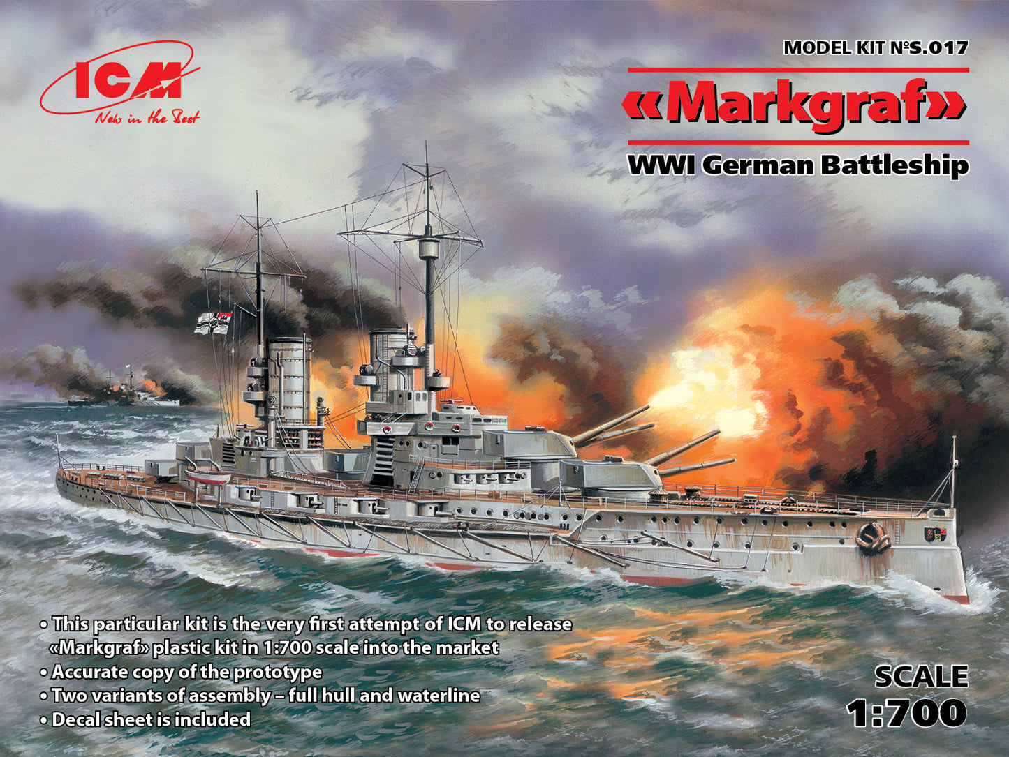 ICM 1:700 Markgraf WW1 German Battleship