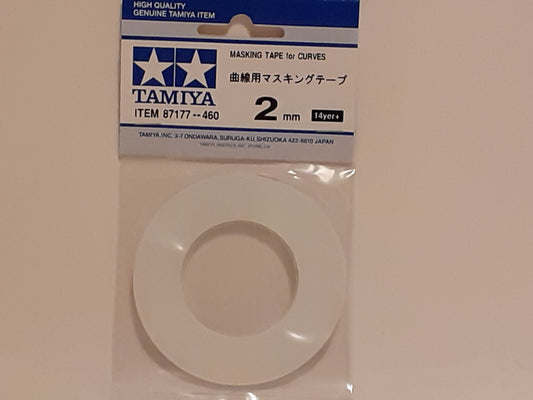 Packaging of Tamiya Masking Tape 2mm, showing the tape spool and the 2mm width indication.
